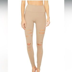 Alo Yoga High-waist ripped warrior leggings
